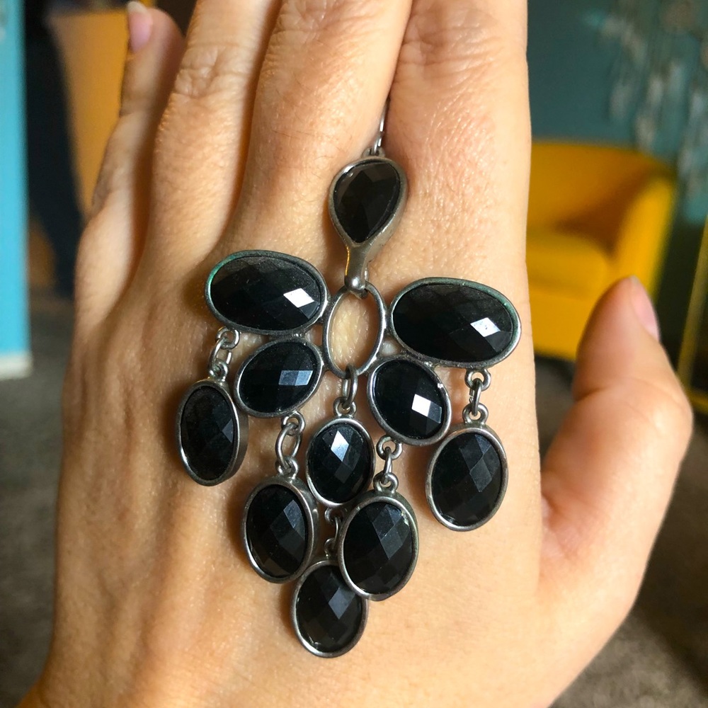 Black droplet chandelier earrings